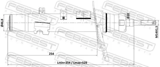 Stoßdämpfer Vorderachse rechts FEBEST 25110-010FR Bild Stoßdämpfer Vorderachse rechts FEBEST 25110-010FR
