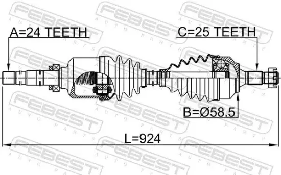 Antriebswelle Vorderachse rechts FEBEST 2514-B7MTRH Bild Antriebswelle Vorderachse rechts FEBEST 2514-B7MTRH