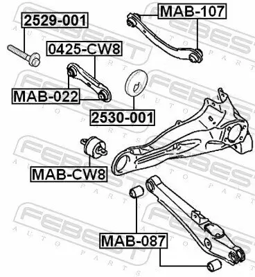 Nachlaufschale, Achskörper FEBEST 2530-001 Bild Nachlaufschale, Achskörper FEBEST 2530-001