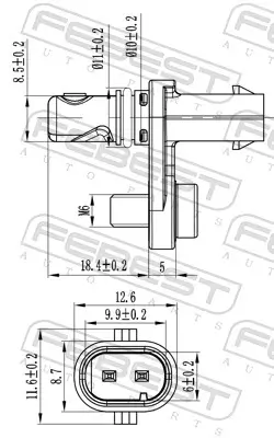 Sensor, Raddrehzahl Hinterachse FEBEST 25606-008 Bild Sensor, Raddrehzahl Hinterachse FEBEST 25606-008