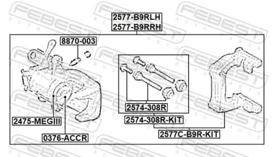 Bremssattel Hinterachse rechts FEBEST 2577-B9RRH Bild Bremssattel Hinterachse rechts FEBEST 2577-B9RRH