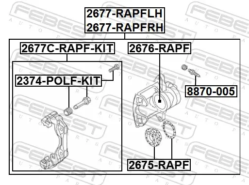 Bremssattel Vorderachse rechts FEBEST 2677-RAPFRH Bild Bremssattel Vorderachse rechts FEBEST 2677-RAPFRH