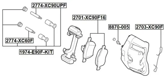 Zubehörsatz, Scheibenbremsbelag Vorderachse FEBEST 2703-XC90F Bild Zubehörsatz, Scheibenbremsbelag Vorderachse FEBEST 2703-XC90F