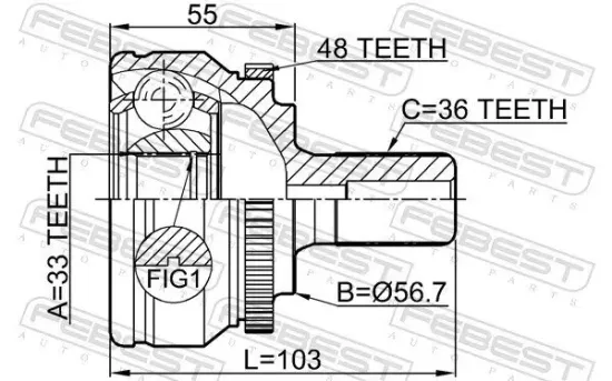 Gelenksatz, Antriebswelle radseitig Vorderachse FEBEST 2710-S60A48 Bild Gelenksatz, Antriebswelle radseitig Vorderachse FEBEST 2710-S60A48