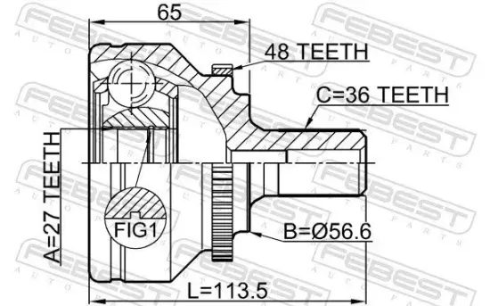 Gelenksatz, Antriebswelle radseitig Vorderachse FEBEST 2710-V70A48 Bild Gelenksatz, Antriebswelle radseitig Vorderachse FEBEST 2710-V70A48