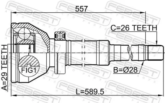 Gelenksatz, Antriebswelle Vorderachse rechts getriebeseitig FEBEST 2711-XC90WDRH Bild Gelenksatz, Antriebswelle Vorderachse rechts getriebeseitig FEBEST 2711-XC90WDRH