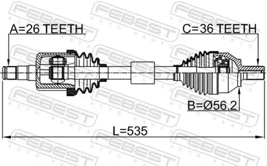 Antriebswelle Vorderachse links FEBEST 2714-S40LH Bild Antriebswelle Vorderachse links FEBEST 2714-S40LH