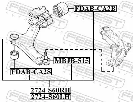 Lenker, Radaufhängung Vorderachse rechts FEBEST 2724-S60RH Bild Lenker, Radaufhängung Vorderachse rechts FEBEST 2724-S60RH