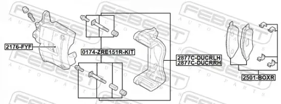 Bremssattelhaltersatz Hinterachse links FEBEST 2877C-DUCRLH Bild Bremssattelhaltersatz Hinterachse links FEBEST 2877C-DUCRLH