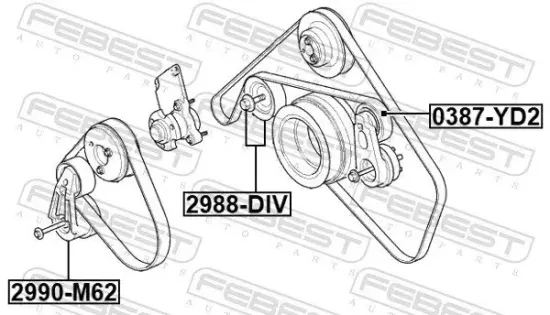 Umlenk-/Führungsrolle, Keilrippenriemen FEBEST 2988-DIV Bild Umlenk-/Führungsrolle, Keilrippenriemen FEBEST 2988-DIV