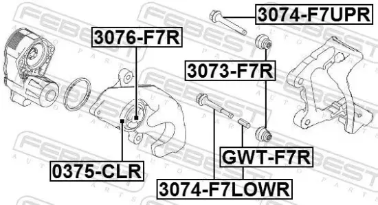 Führungsbolzen, Bremssattel Hinterachse FEBEST 3074-F7LOWR Bild Führungsbolzen, Bremssattel Hinterachse FEBEST 3074-F7LOWR