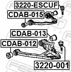 Trag-/Führungsgelenk Vorderachse unten außen FEBEST 3220-001 Bild Trag-/Führungsgelenk Vorderachse unten außen FEBEST 3220-001