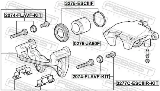 Bremssattelhaltersatz Hinterachse rechts Hinterachse links FEBEST 3277C-ESCIIIR-KIT Bild Bremssattelhaltersatz Hinterachse rechts Hinterachse links FEBEST 3277C-ESCIIIR-KIT