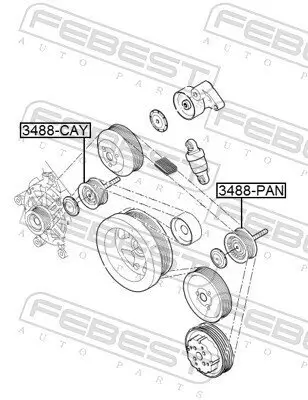Umlenk-/Führungsrolle, Keilrippenriemen FEBEST 3488-PAN Bild Umlenk-/Führungsrolle, Keilrippenriemen FEBEST 3488-PAN