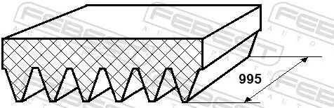 Keilrippenriemen FEBEST 88128-6L995 Bild Keilrippenriemen FEBEST 88128-6L995