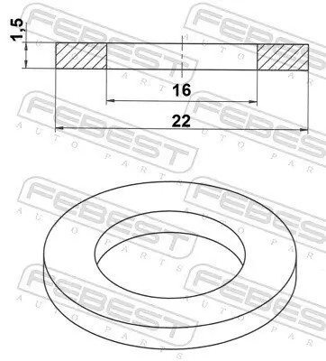 Dichtring, Ölablassschraube FEBEST 88430-162215A Bild Dichtring, Ölablassschraube FEBEST 88430-162215A