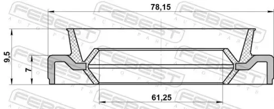 Wellendichtring, Schaltgetriebe FEBEST 95EDS-63780710X Bild Wellendichtring, Schaltgetriebe FEBEST 95EDS-63780710X