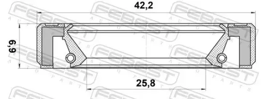 Wellendichtring, Schaltgetriebehauptwelle FEBEST 95GBY-27420707R Bild Wellendichtring, Schaltgetriebehauptwelle FEBEST 95GBY-27420707R