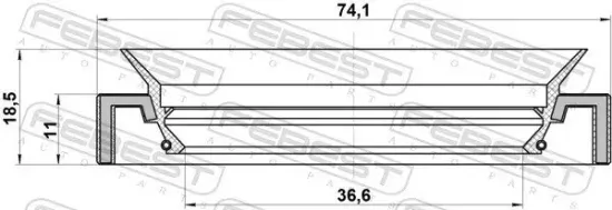 Wellendichtring, Antriebswelle FEBEST 95HAY-38741118C Bild Wellendichtring, Antriebswelle FEBEST 95HAY-38741118C