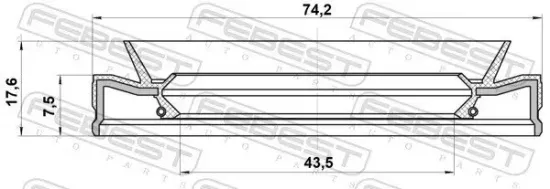 Wellendichtring, Differential hintere Gelenkwelle an Verteilergetriebe FEBEST 95HFW-45740818L Bild Wellendichtring, Differential hintere Gelenkwelle an Verteilergetriebe FEBEST 95HFW-45740818L
