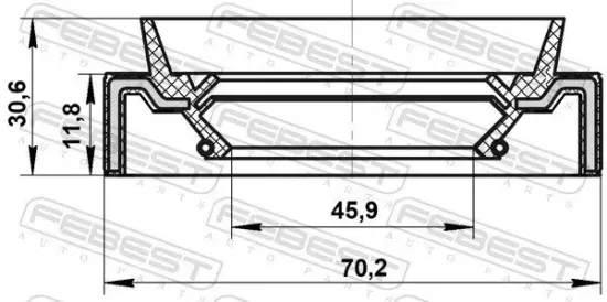 Wellendichtring, Differential hintere Gelenkwelle an Verteilergetriebe FEBEST 95JAS-47701232C Bild Wellendichtring, Differential hintere Gelenkwelle an Verteilergetriebe FEBEST 95JAS-47701232C