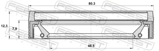 Wellendichtring, Differential vordere Gelenkwelle an Verteilergetriebe FEBEST 95MAY-50800812L Bild Wellendichtring, Differential vordere Gelenkwelle an Verteilergetriebe FEBEST 95MAY-50800812L