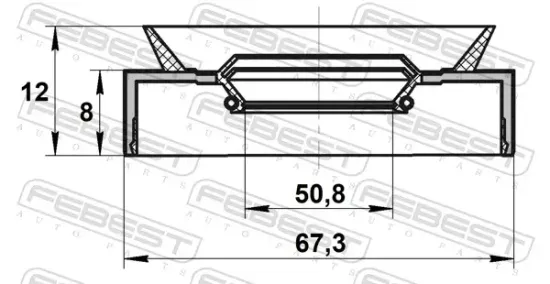 Wellendichtring, Antriebswelle FEBEST 95PAY-52670812L Bild Wellendichtring, Antriebswelle FEBEST 95PAY-52670812L
