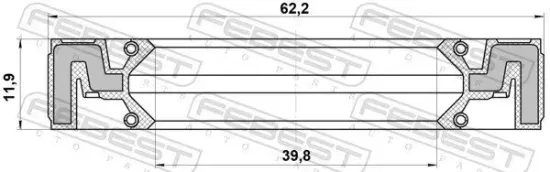 Wellendichtring, Verteilergetriebe FEBEST 95QAS-41621212X Bild Wellendichtring, Verteilergetriebe FEBEST 95QAS-41621212X