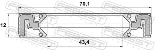 Wellendichtring, Antriebswelle FEBEST 95QAS-45701212X Bild Wellendichtring, Antriebswelle FEBEST 95QAS-45701212X