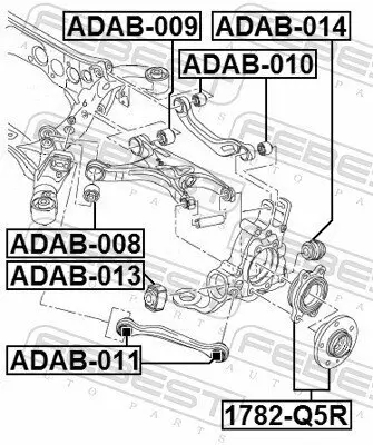 Lagerung, Lenker hinten Hinterachse unten FEBEST ADAB-014 Bild Lagerung, Lenker hinten Hinterachse unten FEBEST ADAB-014