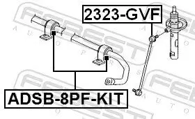 Reparatursatz, Stabilisatorlager Vorderachse beidseitig FEBEST ADSB-8PF-KIT Bild Reparatursatz, Stabilisatorlager Vorderachse beidseitig FEBEST ADSB-8PF-KIT