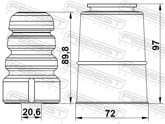 Staubschutzsatz, Stoßdämpfer Vorderachse FEBEST ADSHB-A6IVF-KIT Bild Staubschutzsatz, Stoßdämpfer Vorderachse FEBEST ADSHB-A6IVF-KIT