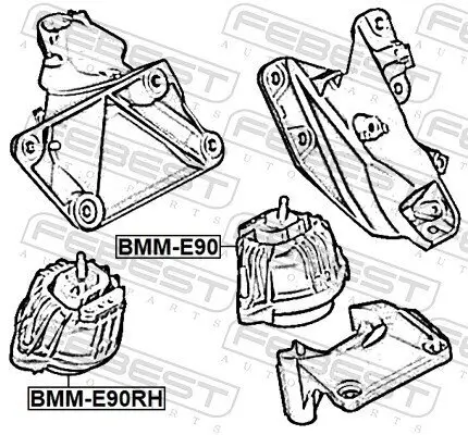 Lagerung, Motor rechts FEBEST BMM-E90RH Bild Lagerung, Motor rechts FEBEST BMM-E90RH