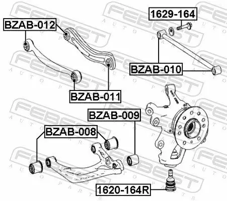 Lagerung, Lenker hinten vorne Hinterachse oben außen Mitte FEBEST BZAB-011 Bild Lagerung, Lenker hinten vorne Hinterachse oben außen Mitte FEBEST BZAB-011
