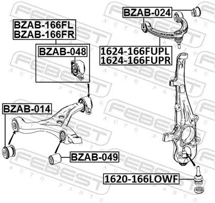 Lagerung, Lenker hinten Vorderachse unten FEBEST BZAB-048 Bild Lagerung, Lenker hinten Vorderachse unten FEBEST BZAB-048