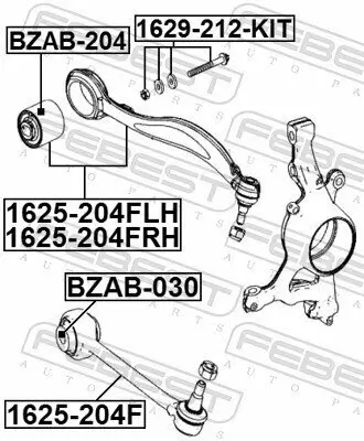 Lagerung, Lenker Vorderachse beidseitig vorne FEBEST BZAB-204 Bild Lagerung, Lenker Vorderachse beidseitig vorne FEBEST BZAB-204