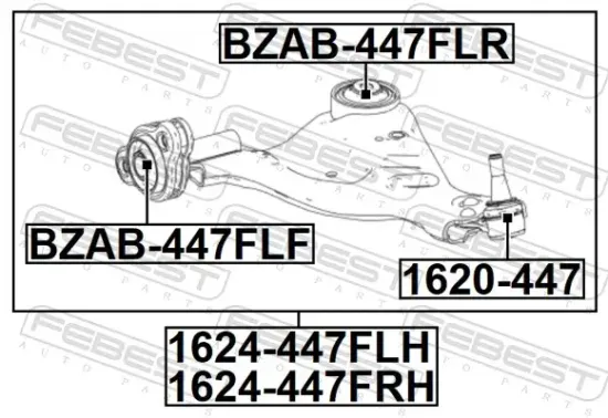 Lagerung, Lenker vor der Achse Vorderachse FEBEST BZAB-447FLF Bild Lagerung, Lenker vor der Achse Vorderachse FEBEST BZAB-447FLF