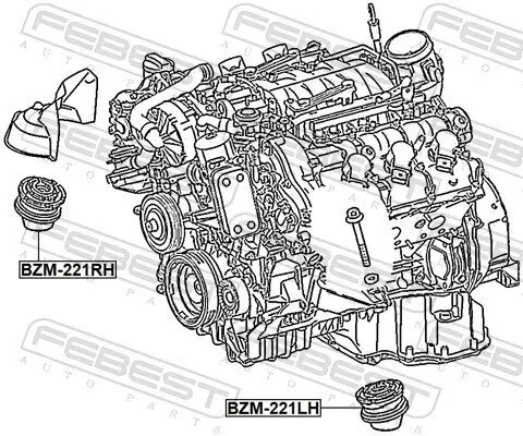 Lagerung, Motor rechts FEBEST BZM-221RH Bild Lagerung, Motor rechts FEBEST BZM-221RH