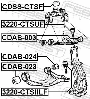 Lagerung, Lenker Vorderachse unten beidseitig hinten FEBEST CDAB-024 Bild Lagerung, Lenker Vorderachse unten beidseitig hinten FEBEST CDAB-024
