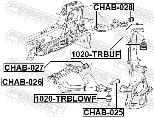 Lagerung, Lenker innen Vorderachse unten hinten FEBEST CHAB-027 Bild Lagerung, Lenker innen Vorderachse unten hinten FEBEST CHAB-027