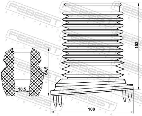 Staubschutzsatz, Stoßdämpfer Vorderachse FEBEST CHSHB-T250F-KIT Bild Staubschutzsatz, Stoßdämpfer Vorderachse FEBEST CHSHB-T250F-KIT