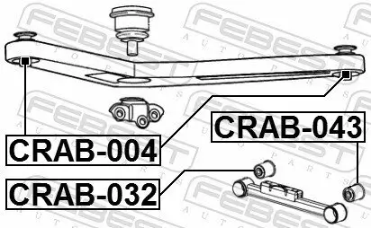 Lagerung, Lenker hinten Hinterachse oben vorne FEBEST CRAB-004 Bild Lagerung, Lenker hinten Hinterachse oben vorne FEBEST CRAB-004