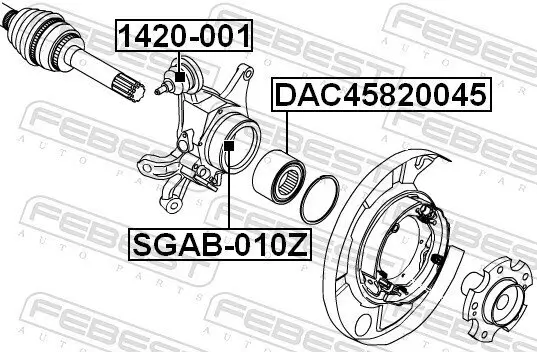 Radlager Hinterachse beidseitig FEBEST DAC45820045 Bild Radlager Hinterachse beidseitig FEBEST DAC45820045