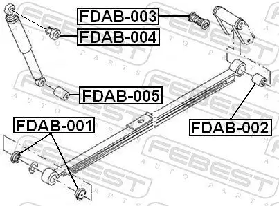 Lagerbuchse, Blattfeder hinten oben FEBEST FDAB-003 Bild Lagerbuchse, Blattfeder hinten oben FEBEST FDAB-003