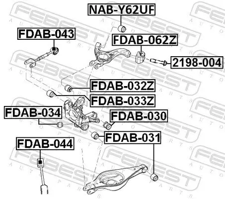 Lagerung, Lenker mitte Hinterachse unten FEBEST FDAB-034 Bild Lagerung, Lenker mitte Hinterachse unten FEBEST FDAB-034