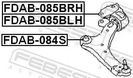 Lagerung, Lenker hinten links FEBEST FDAB-085BLH Bild Lagerung, Lenker hinten links FEBEST FDAB-085BLH