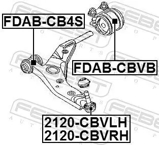 Lagerung, Lenker hinten Vorderachse unten FEBEST FDAB-CBVB Bild Lagerung, Lenker hinten Vorderachse unten FEBEST FDAB-CBVB