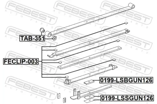 Verschleißplatte, Blattfeder FEBEST FECLIP-003 Bild Verschleißplatte, Blattfeder FEBEST FECLIP-003