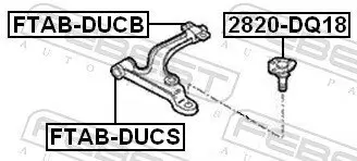 Lagerung, Lenker FEBEST FTAB-DUCB Bild Lagerung, Lenker FEBEST FTAB-DUCB