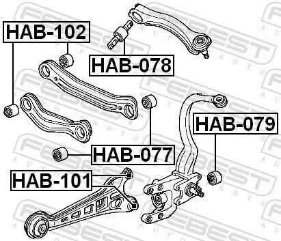 Lagerung, Lenker Hinterachse innen FEBEST HAB-102 Bild Lagerung, Lenker Hinterachse innen FEBEST HAB-102